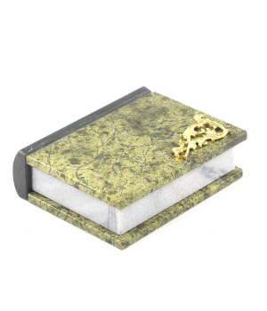 Шкатулка в виде книги "Книжка" камень змеевик малая 9,5x8x3 см 112089