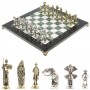 Шахматы с металлическими фигурами "Дон Кихот" доска 36х36 см камень офиокальцит змеевик