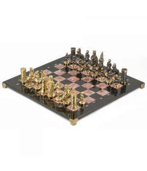 Шахматы "Камелот" бронза, креноид и змеевика 40х40 см 118065