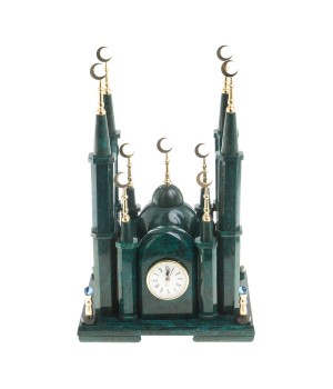 Подарочные часы "Мечеть" из натурального камня змеевик малая