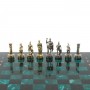 Шахматы "Римляне" фигуры золото / серебро доска 28х28 см из змеевика 127719