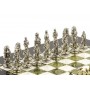 Сувенирные шахматы "Рыцари" доска 28х28 см камень змеевик мрамор фигуры металл