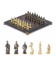 Шахматы подарочные "Турецкие" из камня лемезит и змеевик 32х32 см 121372
