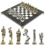 Подарочные шахматы "Икар" доска 32х32 см из камня мрамор змеевик фигуры металлические