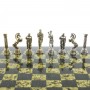 Сувенирные шахматы "Икар" доска 32х32 см из камня змеевик фигуры металлические