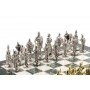 Шахматы с металлическими фигурами "Русь" доска 40х40 см из камня офиокальцит 120687