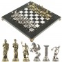 Шахматы декоративные "Олимпийские игры" доска 28х28 см из камня мрамор змеевик фигуры металлические