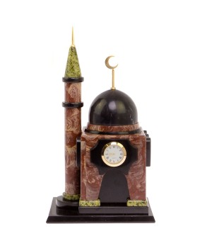 Часы "Мечеть" из камня лемезит, долерит, змеевик / часы декоративные / кварцевые часы / интерьерные часы / подарочные часы