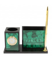 Мини-набор с часами из малахита 18х7х9 см 129771