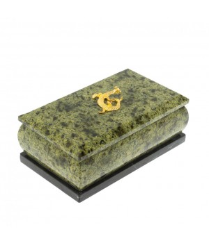 Шкатулка из змеевика с ящерицей 12,5х7,5х5,5 см 129504