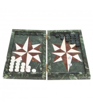 Каменные нарды "Звезда" белый мрамор / лемезит 120497