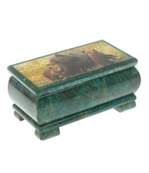 Шкатулка "Мишки"" из змеевика 16х8х7,5 см 128853