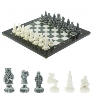 Шахматы "Северные народы" доска 40х40 см шабровский змеевик мрамор 128087