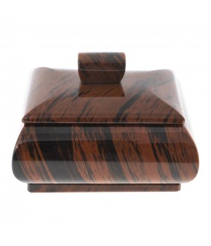 Каменная шкатулка из коричневого обсидиана 9х7х6 см