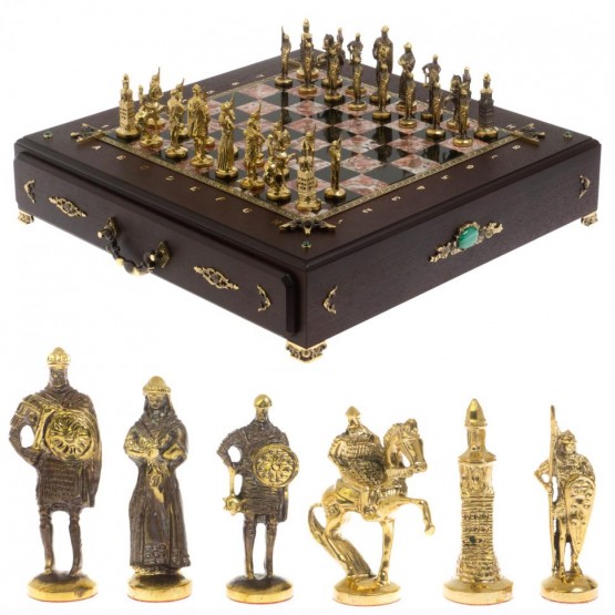 Подарочный шахматный ларец "Русь" камень креноид 130044