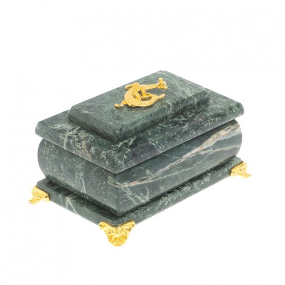 Шкатулка с зеркалом на ножках шабровский змеевик 10х7х6 см 127497