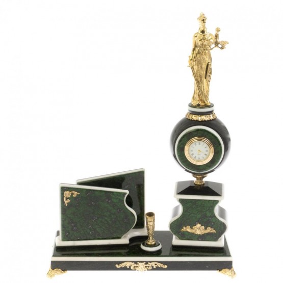 Настольный набор с визитницей "Фемида" змеевик 129887