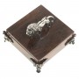 Шкатулка для хранения ювелирных украшений "Лев" камень обсидиан бронза