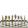 Шахматы в подарок "Русские витязи" доска 36х36 см из натурального камня фигуры металлические