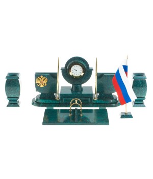 Настольный набор с символикой России из змеевика 113473