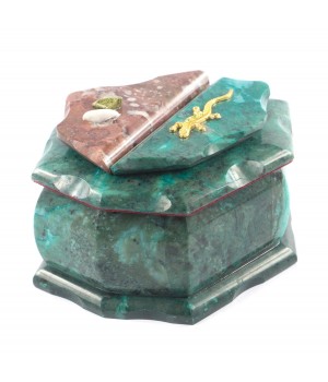 Каменная шкатулка для хранения бижутерии "Ракушка" змеевик 14х10х9 см