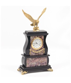 Настольные часы "Орел" камень флюорит бронза