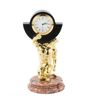 Декоративные часы из камня и бронзы "Атлант" креноид 120104