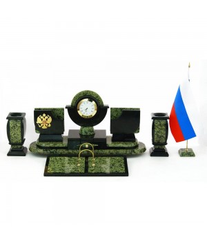 Письменный набор с символикой России камень змеевик 113252