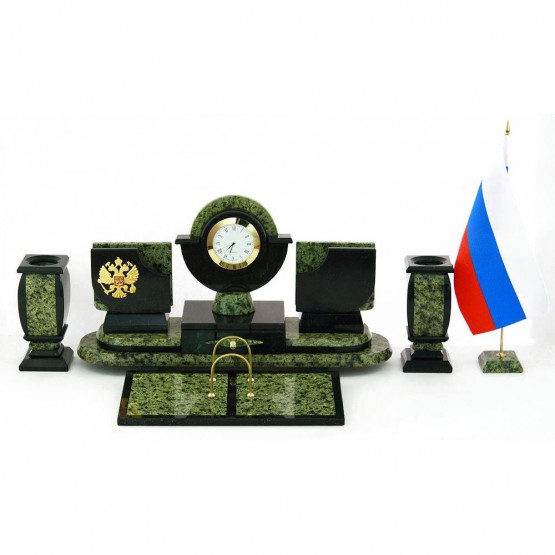 Письменный набор с символикой России камень змеевик 113252