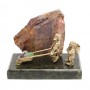 Композиция сувенир "Старатели с тачкой" из бронзы на подставке из камня 116383