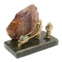 Композиция сувенир "Старатели с тачкой" из бронзы на подставке из камня 116383