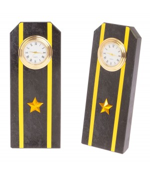 Часы "Погон майор ВМФ / Капитан 3-го ранга" камень змеевик 113503