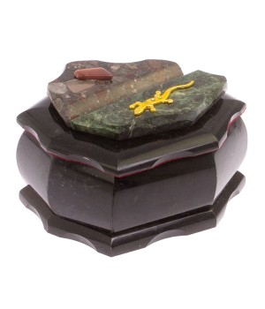 Шкатулка "Ракушка" камень змеевик конгломерат 14х10х9 см / подарочная шкатулка для хранения ювелирных украшений, бижутерии