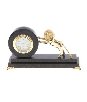 Часы настольные "Лев" камень долерит / часы декоративные / кварцевые часы / интерьерные часы