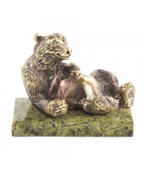Статуэтка "Медведь лежит" из бронзы и змеевика 119952