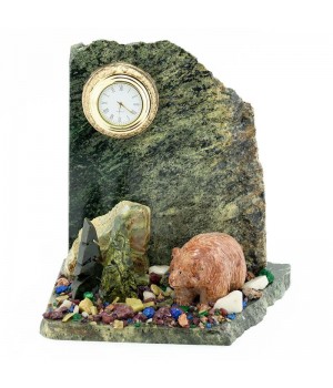 Настольные часы из камня "Мишка на скале" 116055