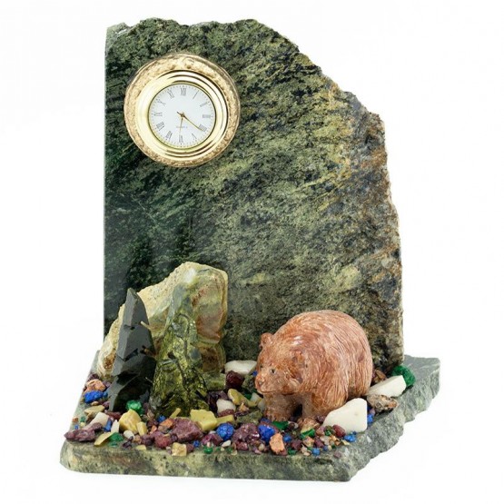 Настольные часы из камня "Мишка на скале" 116055