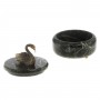 Шкатулка "Лебедь" змеевик бронза 14,5х14,5 см / шкатулка для ювелирных украшений / для хранения бижутерии / шкатулка из камня