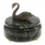 Шкатулка "Лебедь" змеевик бронза 14,5х14,5 см / шкатулка для ювелирных украшений / для хранения бижутерии / шкатулка из камня