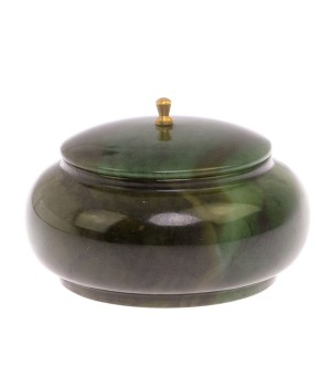 Шкатулка круглая из натурального нефрита / подарочная шкатулка для хранения ювелирных украшений, бижутерии