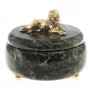 Шкатулка "Лев" змеевик бронза 14,5х11,5 см / шкатулка для ювелирных украшений / для хранения бижутерии / шкатулка из камня