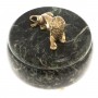 Шкатулка "Лев" змеевик бронза 14,5х11,5 см / шкатулка для ювелирных украшений / для хранения бижутерии / шкатулка из камня