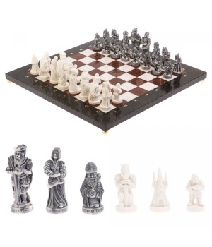 Шахматы "Средневековье" доска 40х40 см из лемезита и мрамора 126552