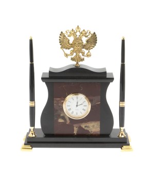 Настольные часы "Герб России" из яшмы 127093