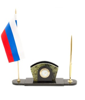 Визитница с флагом России из змеевика 114016