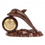 Часы сувенирные "Дельфин" из коричневого обсидиана / настольные часы / часы декоративные / кварцевые часы / интерьерные часы / подарочные часы