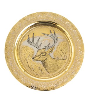 Декоративная тарелка с гравюрой "Олень" 22,5 см в подарочной упаковке Златоуст