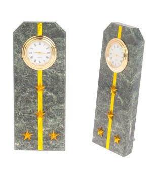Настольный часы "Погон капитан ФТС" камень змеевик - необычный подарок на день таможенника