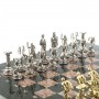 Сувенирные шахматы "Олимпийские игры" доска 28х28 см из камня креноид змеевик фигуры металлические