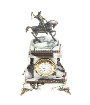 Каминные часы из мрамора и бронзы "Салават Юлаев"